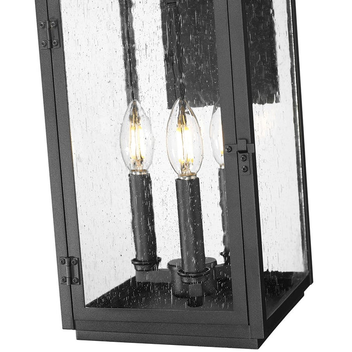 Z-Lite Hartwell 3 Light Outdoor Wall Light, Sand Black/Clear Seedy