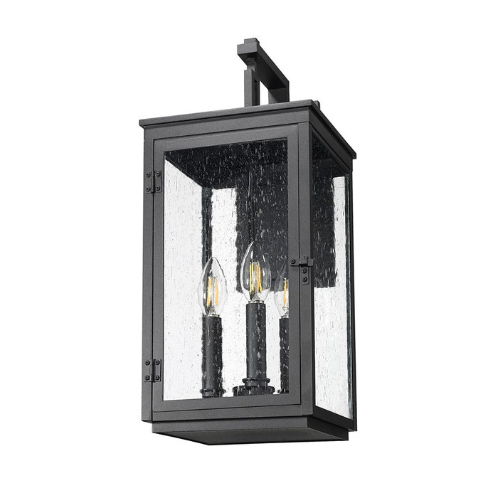 Z-Lite Hartwell 3 Light Outdoor Wall Light, Sand Black/Clear Seedy
