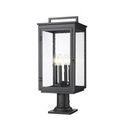 Z-Lite Hartwell 4Lt Outdoor Pier Mount, Black/Clear Seedy - 5019PHBR-533PM-BK