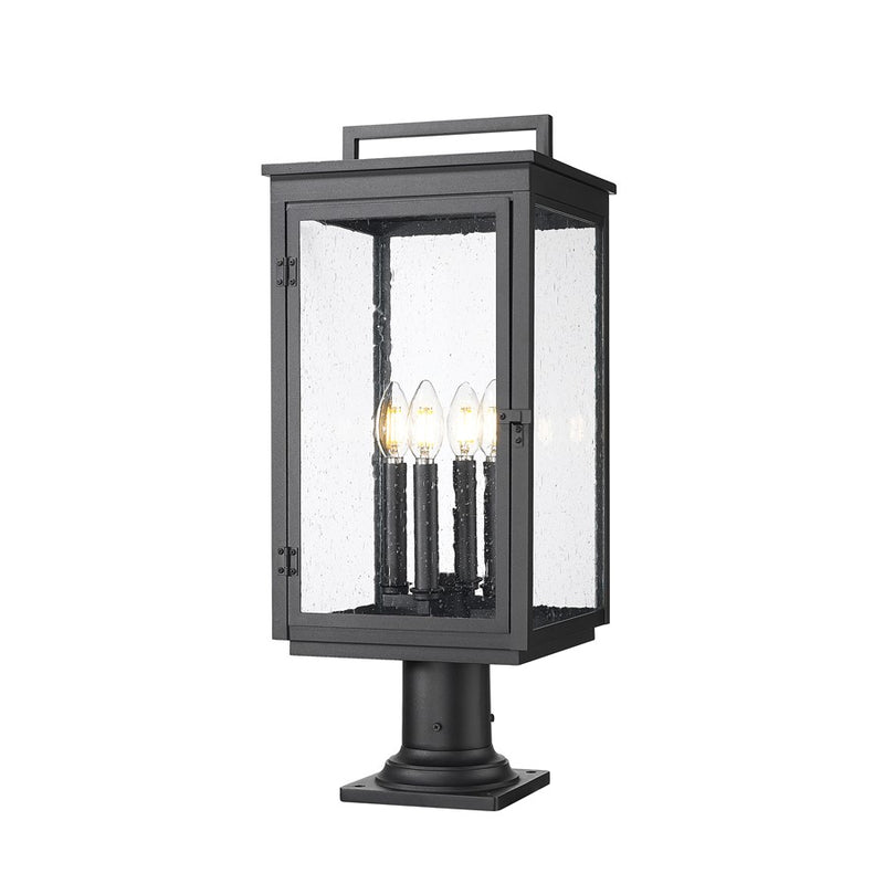 Z-Lite Hartwell 4Lt Outdoor Pier Mount, Black/Clear Seedy - 5019PHBR-533PM-BK