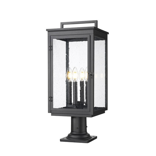 Z-Lite Hartwell 4Lt Outdoor Pier Mount, Black/Clear Seedy - 5019PHBR-533PM-BK