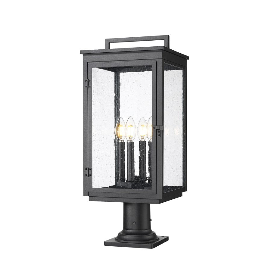 Z-Lite Hartwell 4Lt Outdoor Pier Mount, Black/Clear Seedy - 5019PHBR-533PM-BK