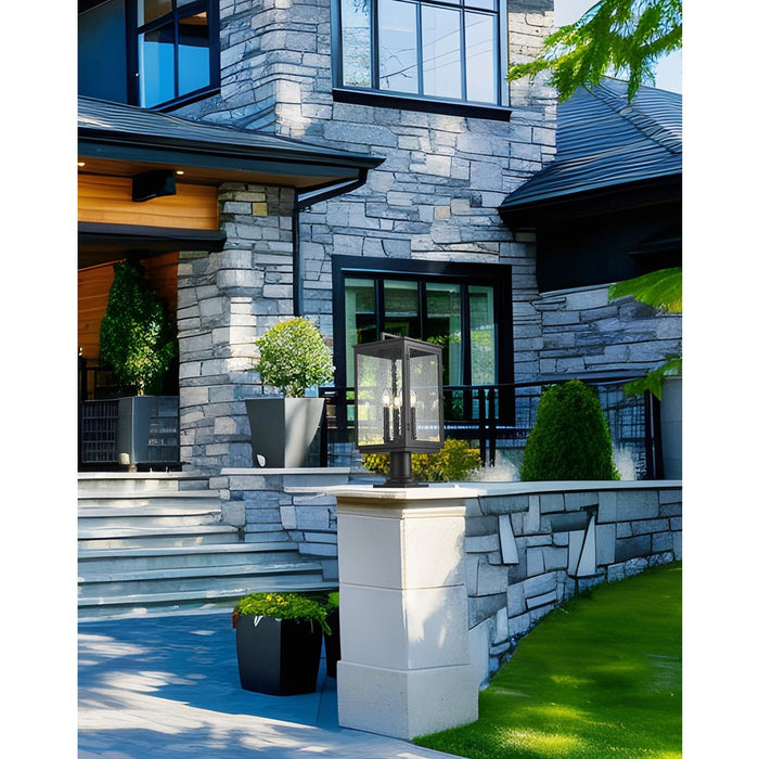 Z-Lite Hartwell 4Lt Outdoor Pier Mount, Black/Clear Seedy