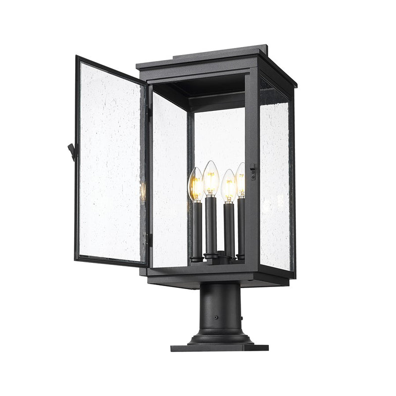 Z-Lite Hartwell 4Lt Outdoor Pier Mount, Black/Clear Seedy