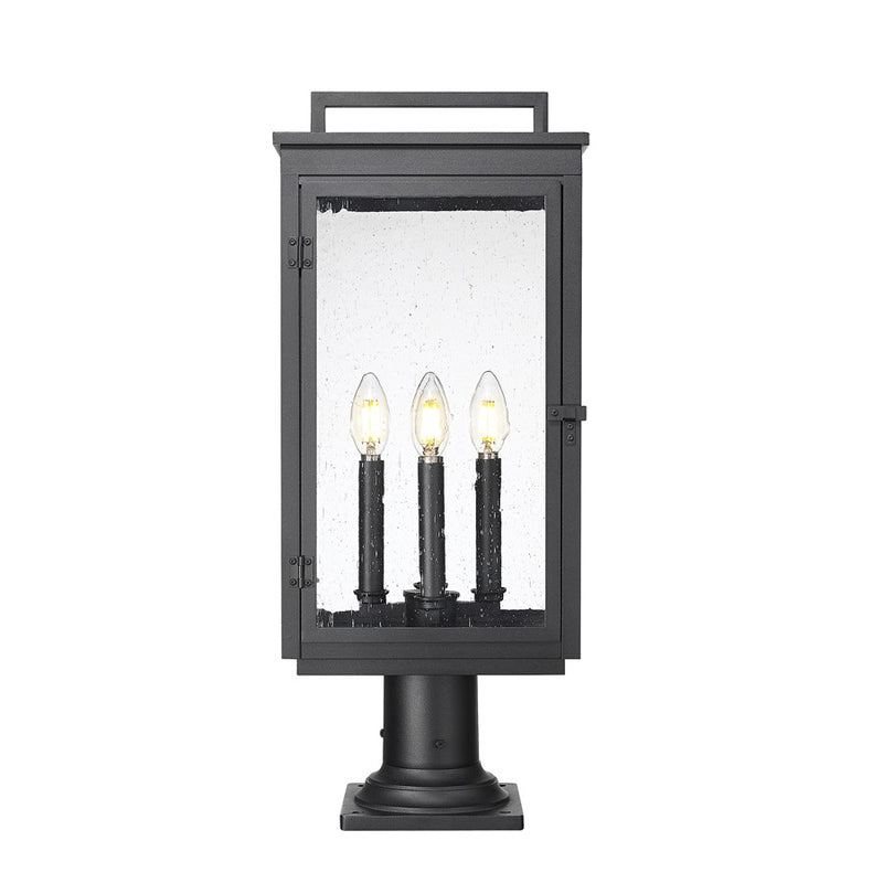 Z-Lite Hartwell 4Lt Outdoor Pier Mount, Black/Clear Seedy