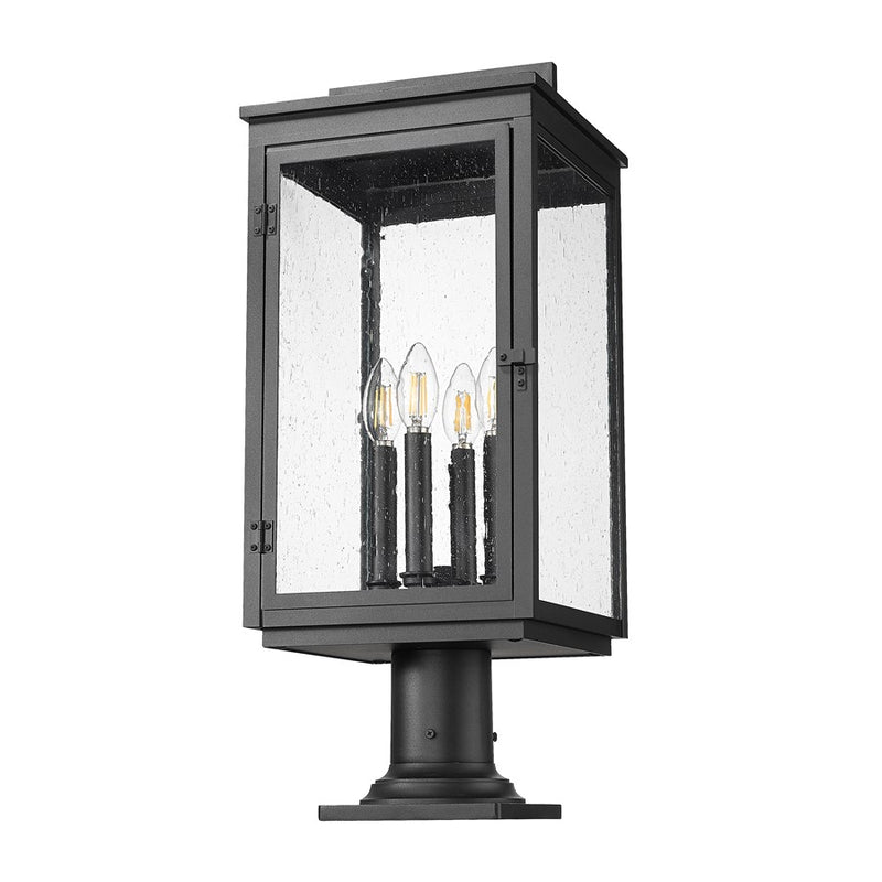Z-Lite Hartwell 4Lt Outdoor Pier Mount, Black/Clear Seedy