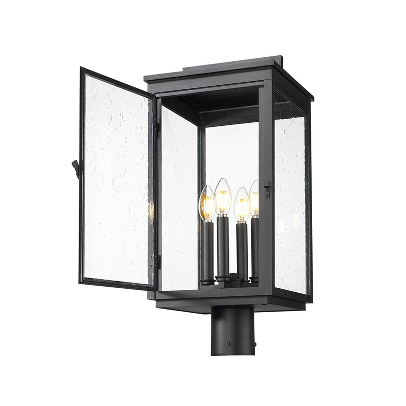 Z-Lite Hartwell 4Lt Outdoor Post Mount/Round, Black/Clear Seedy