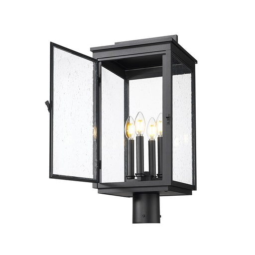Z-Lite Hartwell 4Lt Outdoor Post Mount/Round, Black/Clear Seedy