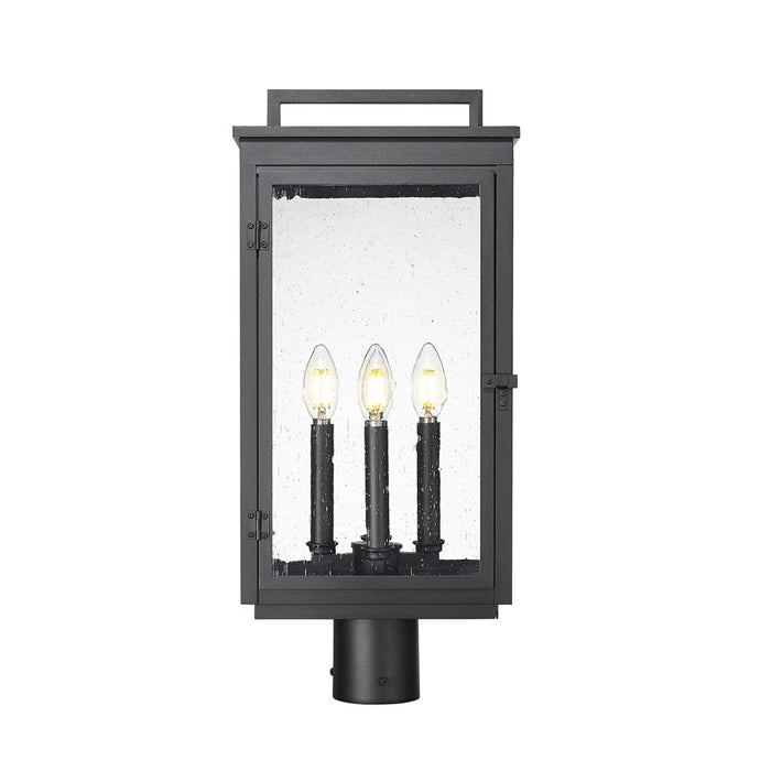 Z-Lite Hartwell 4Lt Outdoor Post Mount/Round, Black/Clear Seedy