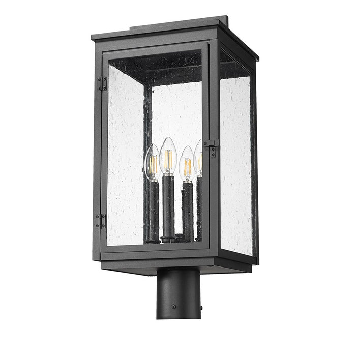 Z-Lite Hartwell 4Lt Outdoor Post Mount/Round, Black/Clear Seedy