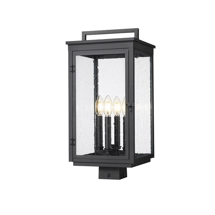 Z-Lite Hartwell 4Lt Outdoor Post Mount/Square, Black/Clear Seedy - 5019PHBS-BK