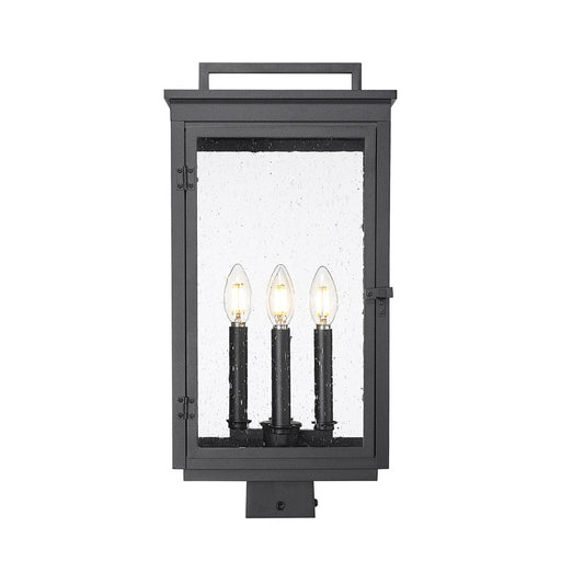 Z-Lite Hartwell 4Lt Outdoor Post Mount/Square, Black/Clear Seedy