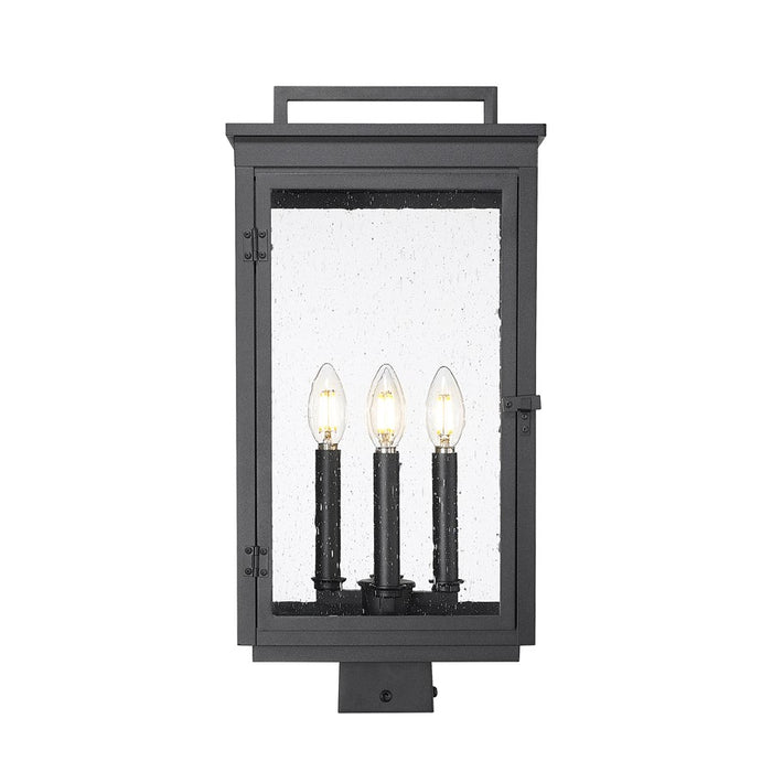 Z-Lite Hartwell 4Lt Outdoor Post Mount/Square, Black/Clear Seedy