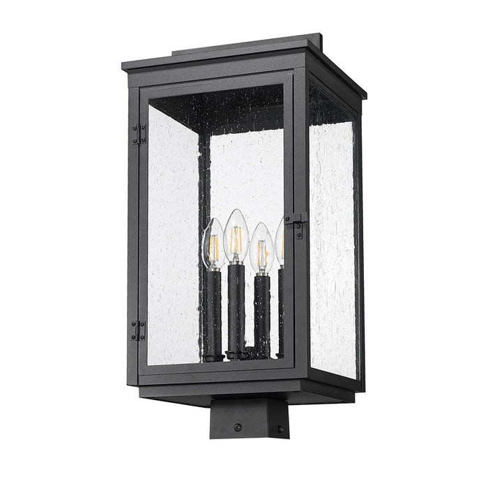 Z-Lite Hartwell 4Lt Outdoor Post Mount/Square, Black/Clear Seedy