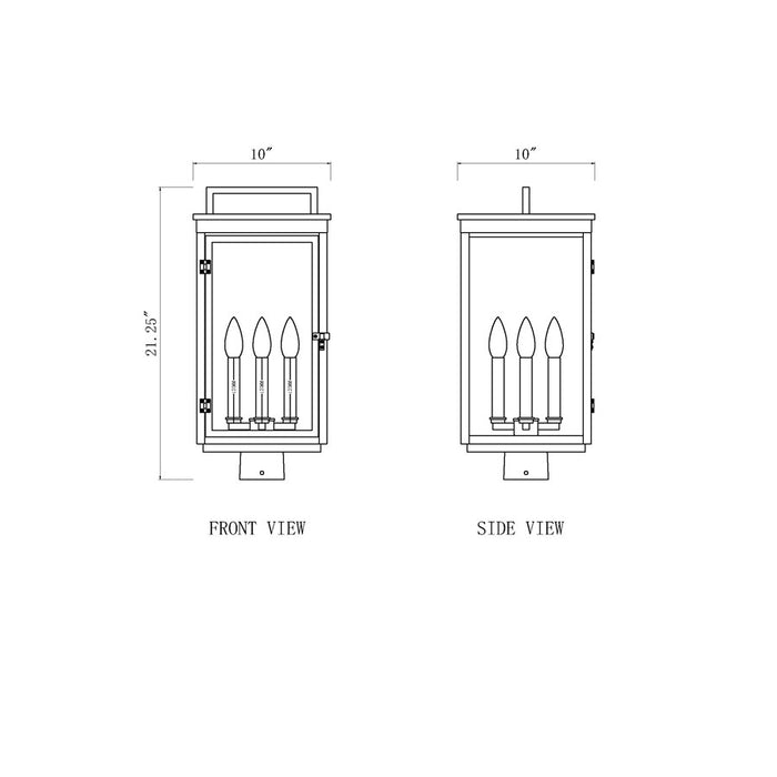 Z-Lite Hartwell 4Lt Outdoor Post Mount/Square, Black/Clear Seedy