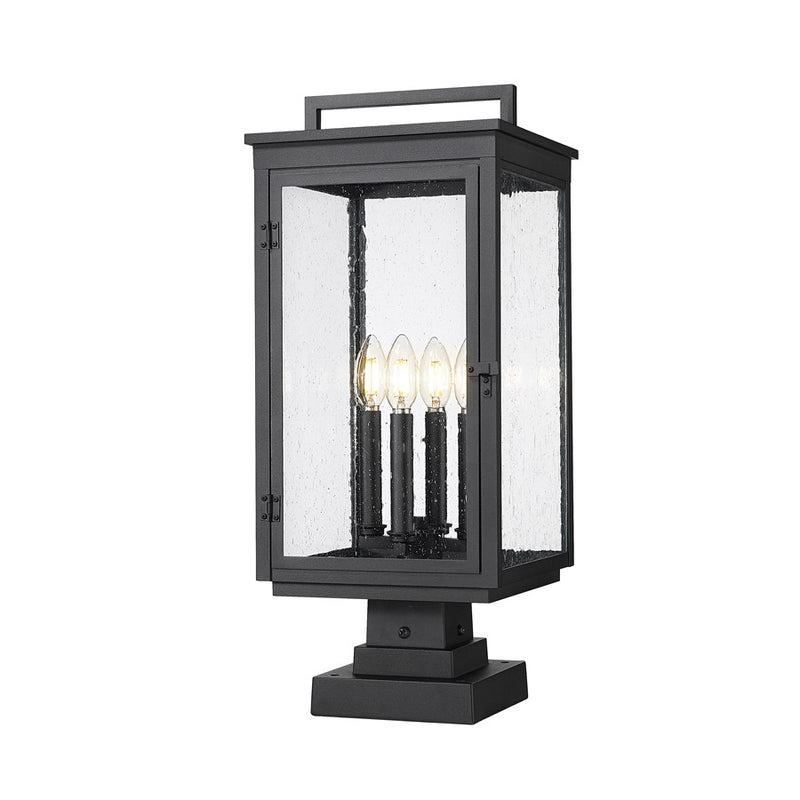 Z-Lite Hartwell 4Lt Outdoor Pier Mount/Square, Black/Seed - 5019PHBS-SQPM-BK