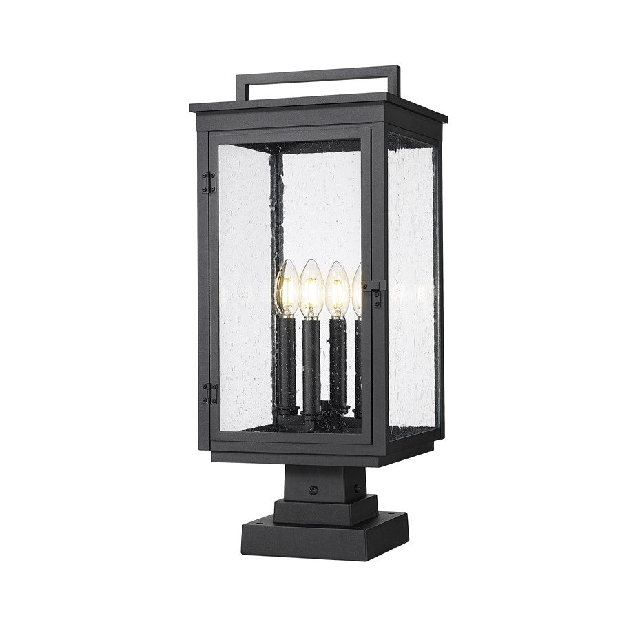Z-Lite Hartwell 4Lt Outdoor Pier Mount/Square, Black/Seed - 5019PHBS-SQPM-BK