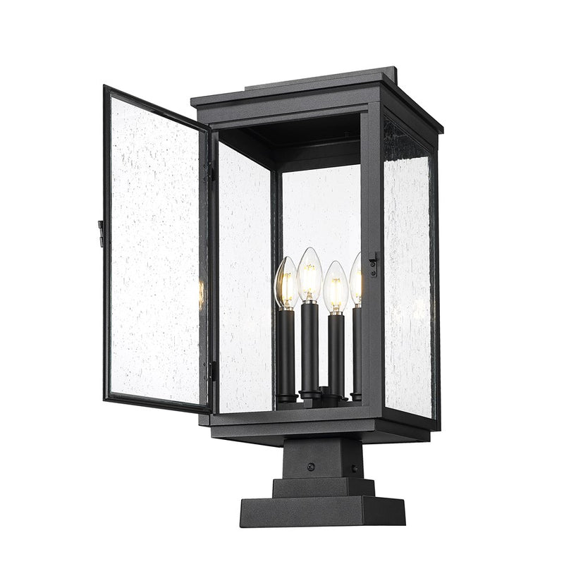Z-Lite Hartwell 4Lt Outdoor Pier Mount/Square, Black/Seed