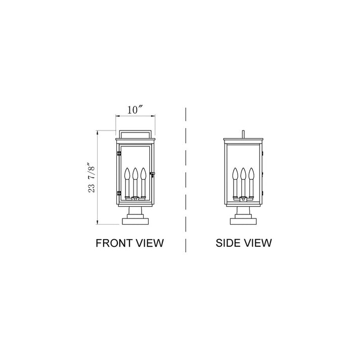 Z-Lite Hartwell 4Lt Outdoor Pier Mount/Square, Black/Seed