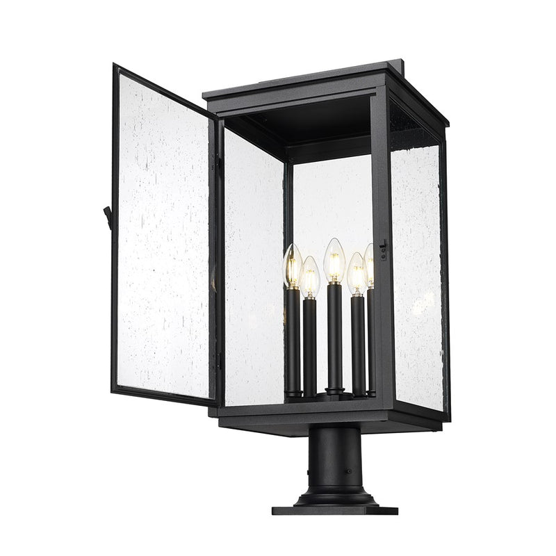 Z-Lite Hartwell 5Lt Outdoor Pier Mount, Black/Clear Seedy