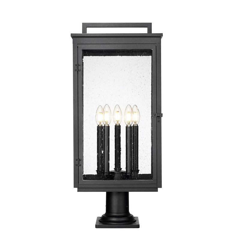 Z-Lite Hartwell 5Lt Outdoor Pier Mount, Black/Clear Seedy