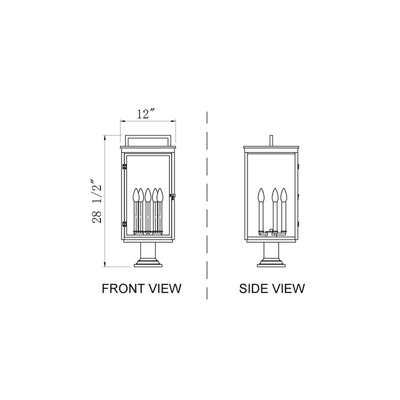 Z-Lite Hartwell 5Lt Outdoor Pier Mount, Black/Clear Seedy