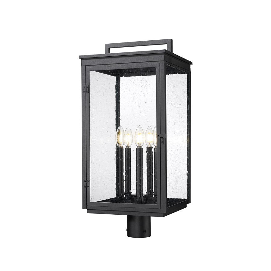 Z-Lite Hartwell 5Lt Outdoor Post Mount/Round, Black/Clear Seedy - 5019PHXLR-BK