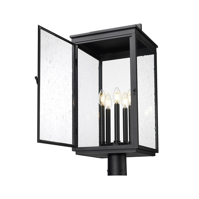 Z-Lite Hartwell 5Lt Outdoor Post Mount/Round, Black/Clear Seedy