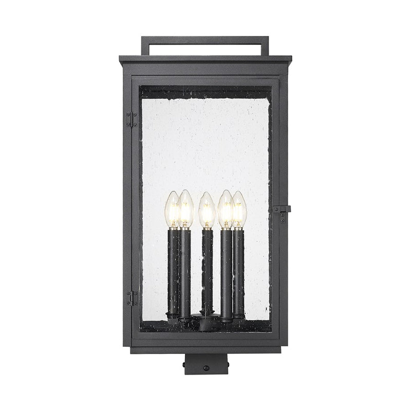 Z-Lite Hartwell 5Lt Outdoor Post Mount/Square, Black/Clear Seedy