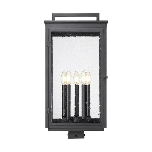 Z-Lite Hartwell 5Lt Outdoor Post Mount/Square, Black/Clear Seedy