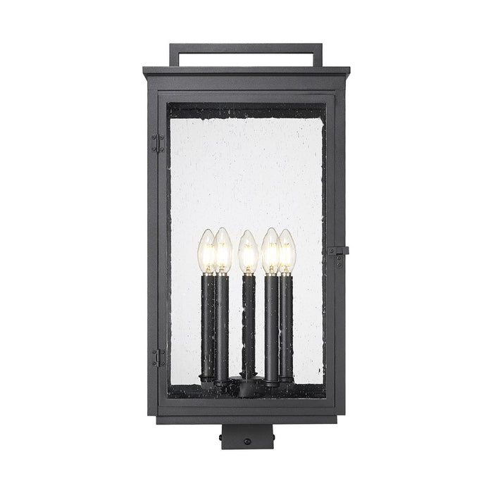 Z-Lite Hartwell 5Lt Outdoor Post Mount/Square, Black/Clear Seedy