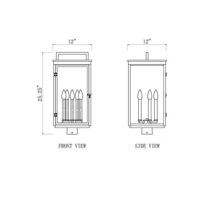 Z-Lite Hartwell 5Lt Outdoor Post Mount/Square, Black/Clear Seedy