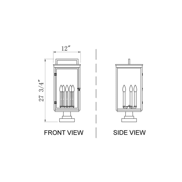 Z-Lite Hartwell 5Lt Outdoor Pier Mount/Square, Black/Seed