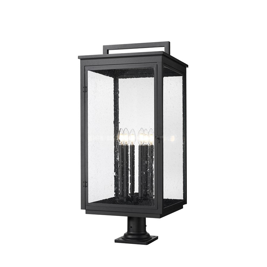 Z-Lite Hartwell 6Lt Outdoor Pier Mount, Black/Clear Seedy - 5019PHXXLR-533PM-BK