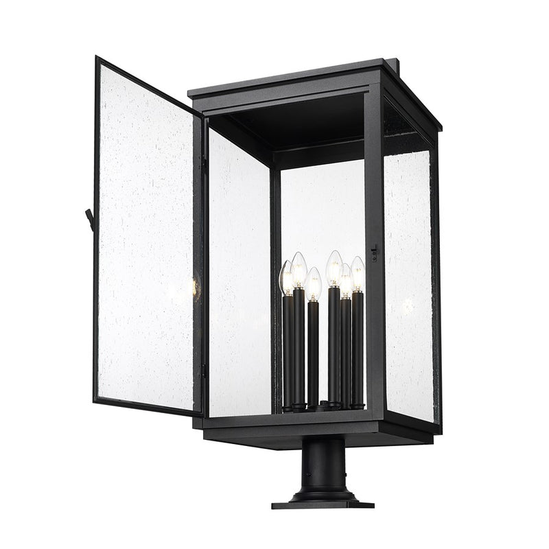 Z-Lite Hartwell 6Lt Outdoor Pier Mount, Black/Clear Seedy