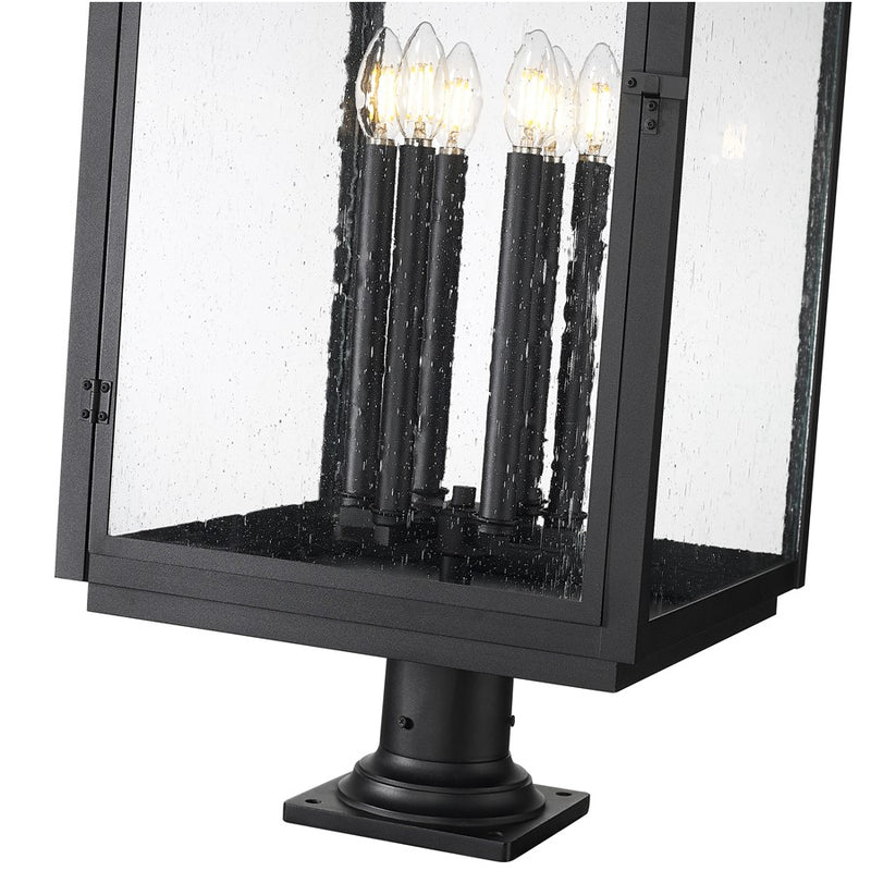 Z-Lite Hartwell 6Lt Outdoor Pier Mount, Black/Clear Seedy