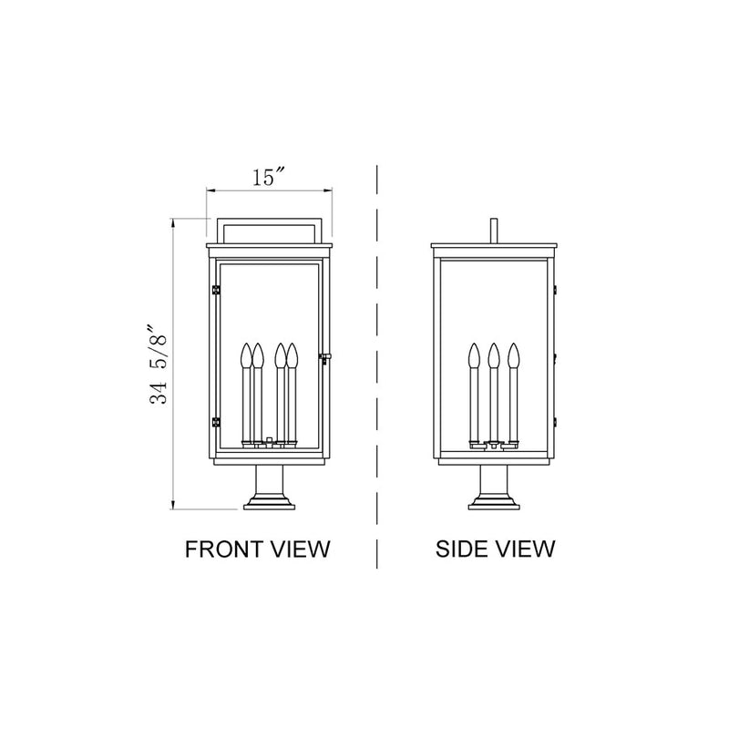Z-Lite Hartwell 6Lt Outdoor Pier Mount, Black/Clear Seedy