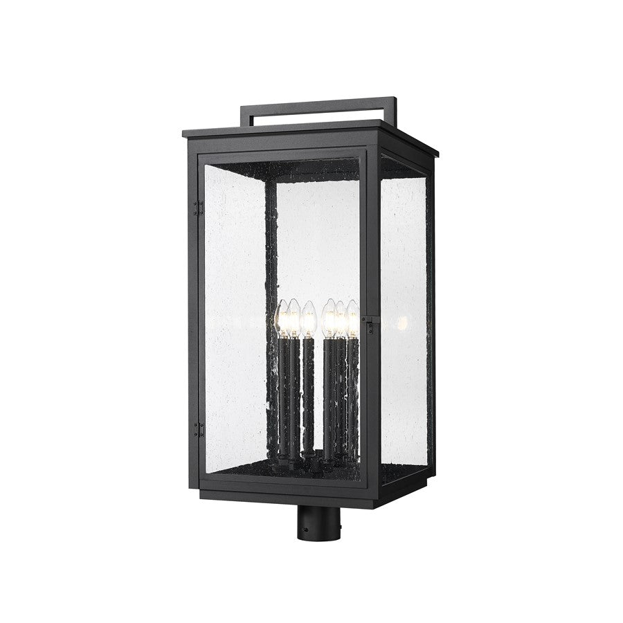 Z-Lite Hartwell 6Lt Outdoor Post Mount/Round, Black/Clear Seedy - 5019PHXXLR-BK