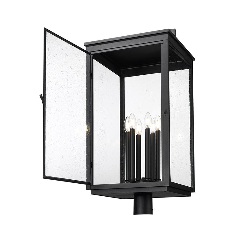 Z-Lite Hartwell 6Lt Outdoor Post Mount/Round, Black/Clear Seedy