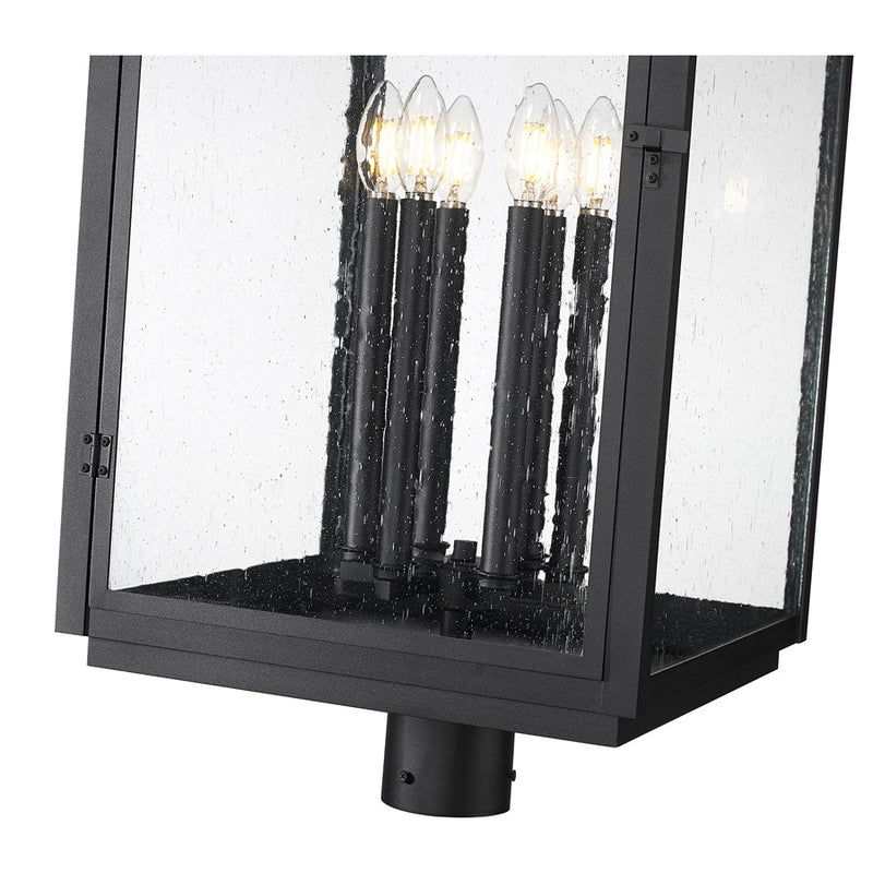 Z-Lite Hartwell 6Lt Outdoor Post Mount/Round, Black/Clear Seedy