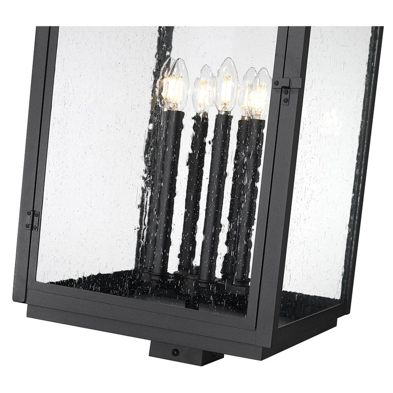 Z-Lite Hartwell 6Lt Outdoor Post Mount/Square, Black/Clear Seedy