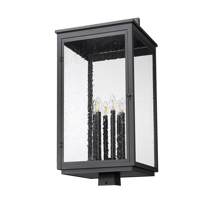 Z-Lite Hartwell 6Lt Outdoor Post Mount/Square, Black/Clear Seedy