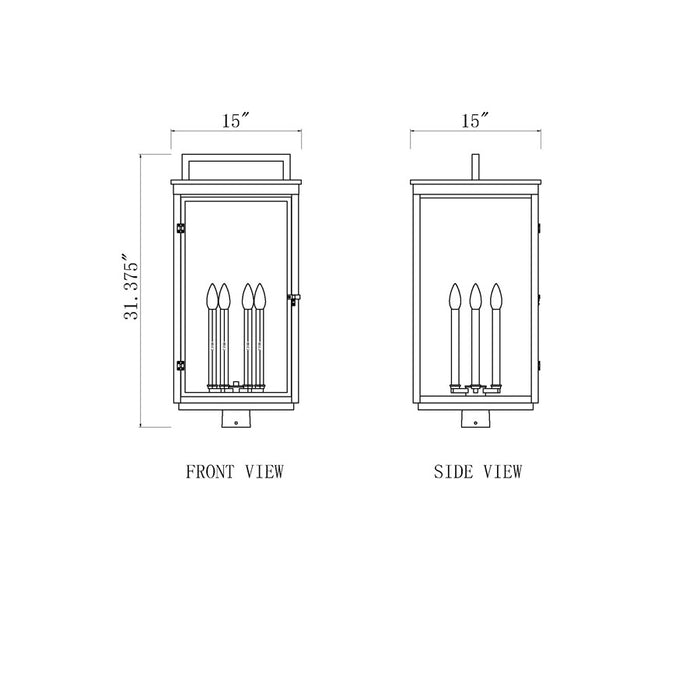 Z-Lite Hartwell 6Lt Outdoor Post Mount/Square, Black/Clear Seedy