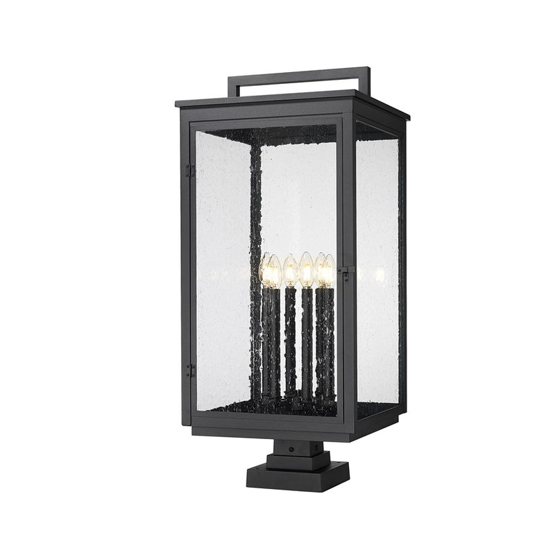 Z-Lite Hartwell 6Lt Outdoor Pier Mount/Square, Black/Seed - 5019PHXXLS-SQPM-BK