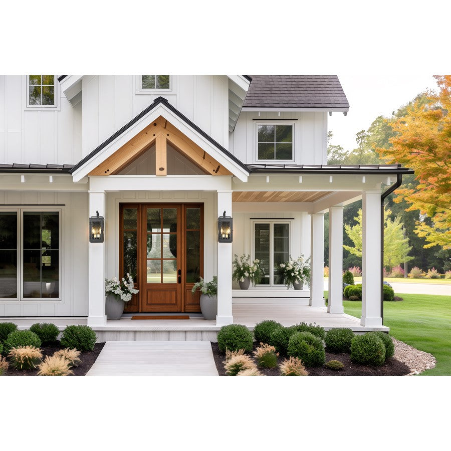 Z-Lite Hartwell 2 Light Outdoor Wall Light, Sand Black/Clear Seedy