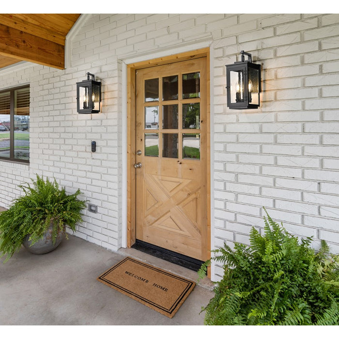 Z-Lite Hartwell 2 Light Outdoor Wall Light, Sand Black/Clear Seedy