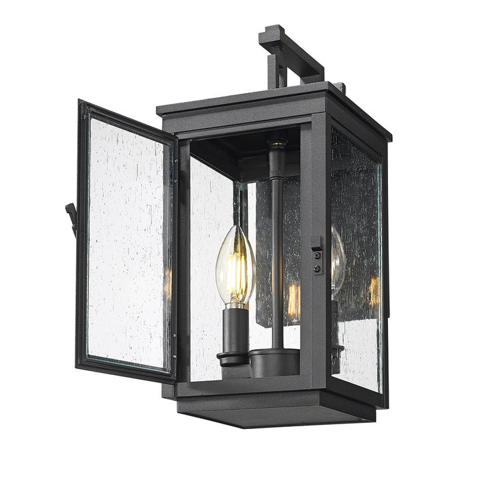 Z-Lite Hartwell 2 Light Outdoor Wall Light, Sand Black/Clear Seedy