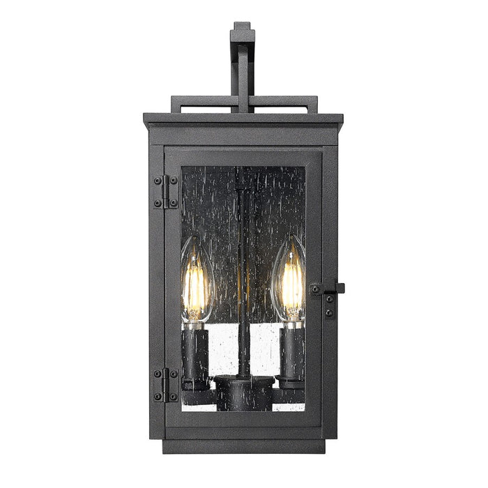 Z-Lite Hartwell 2 Light Outdoor Wall Light, Sand Black/Clear Seedy