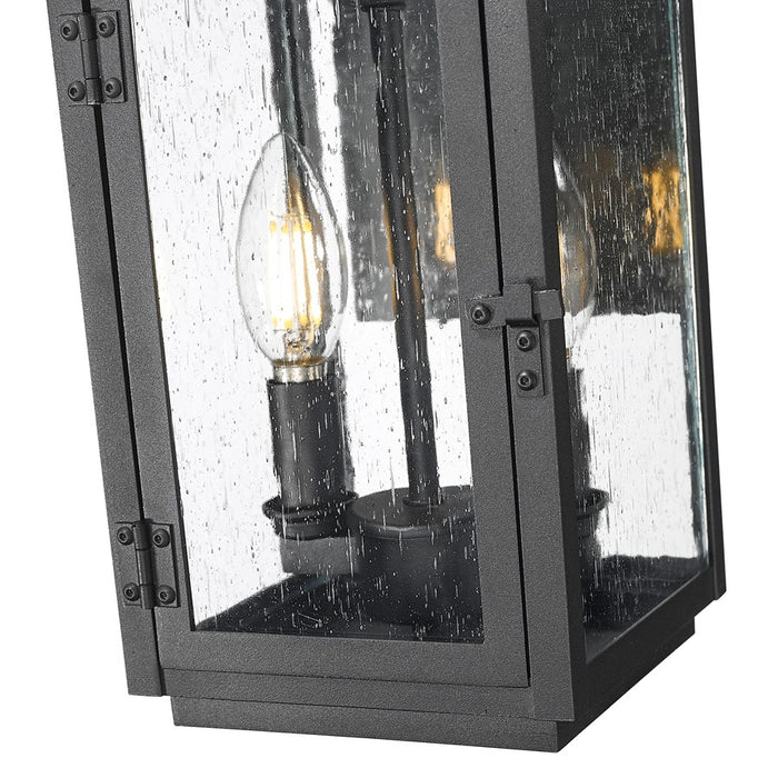 Z-Lite Hartwell 2 Light Outdoor Wall Light, Sand Black/Clear Seedy
