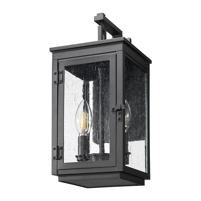 Z-Lite Hartwell 2 Light Outdoor Wall Light, Sand Black/Clear Seedy